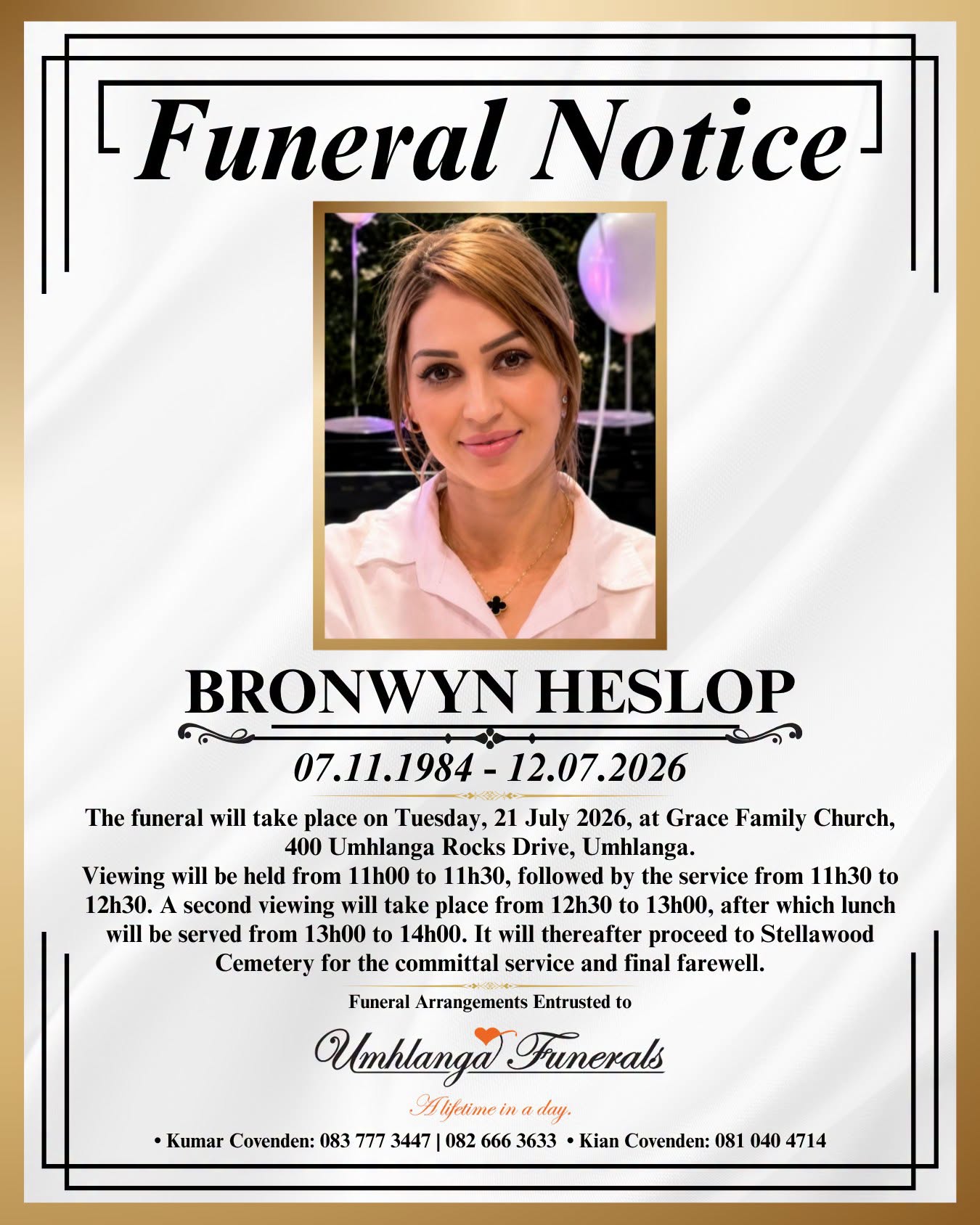 Bronwyn Heslop Shooting Durban, SA Death